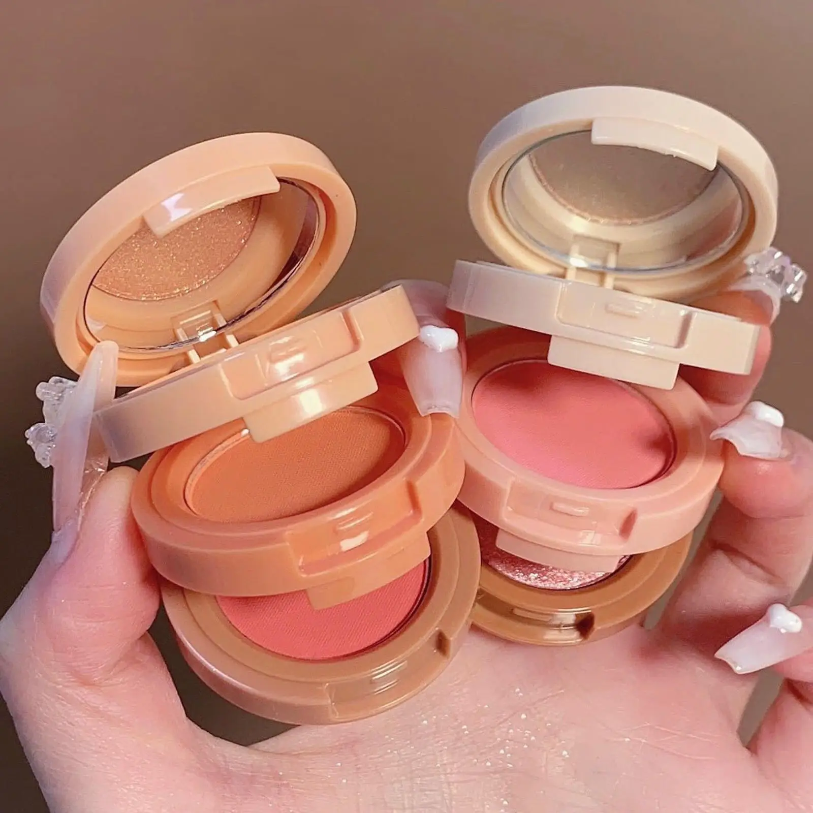 3 In 1 Highlighter Powder Palette Contour Bronzer Glitter Pearl Shimmer Blush Eyeshadow Long-Lasting Face Makeup Korean Cosmetic