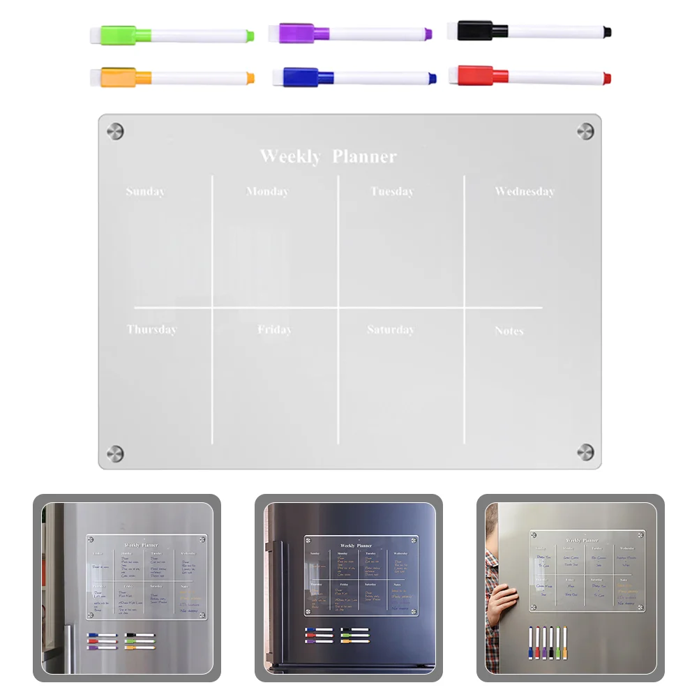 

Clear White Board Magnetic Transparent Whiteboard Fridge Set Refrigerator Planning Blank Kitchen Writing