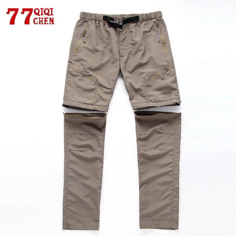 Men's Waterproof Quick Dry Pants Detachable Summer Casual Jogging Men Trousers Sprots Tactical Military Breathable Pants Shorts