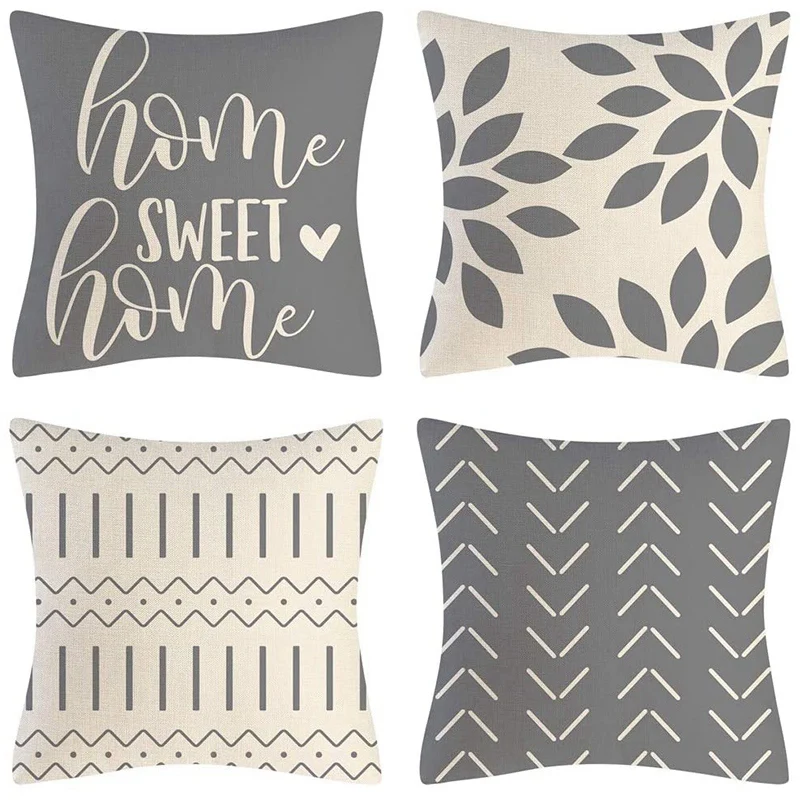 

Grey Pillow Covers 18X18 Set Of 4 Home Decorative Throw Pillow Covers Outdoor Linen Couch Throw Pillow Case