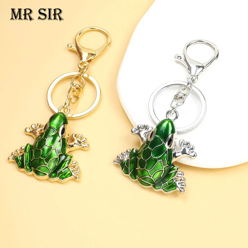 

Cute Green Frog Enamel Keychains Funny Cartoon Animal Alloy Keyrings For Women Men Jewelry Bag Key Holder Friend Gifts Wholesale