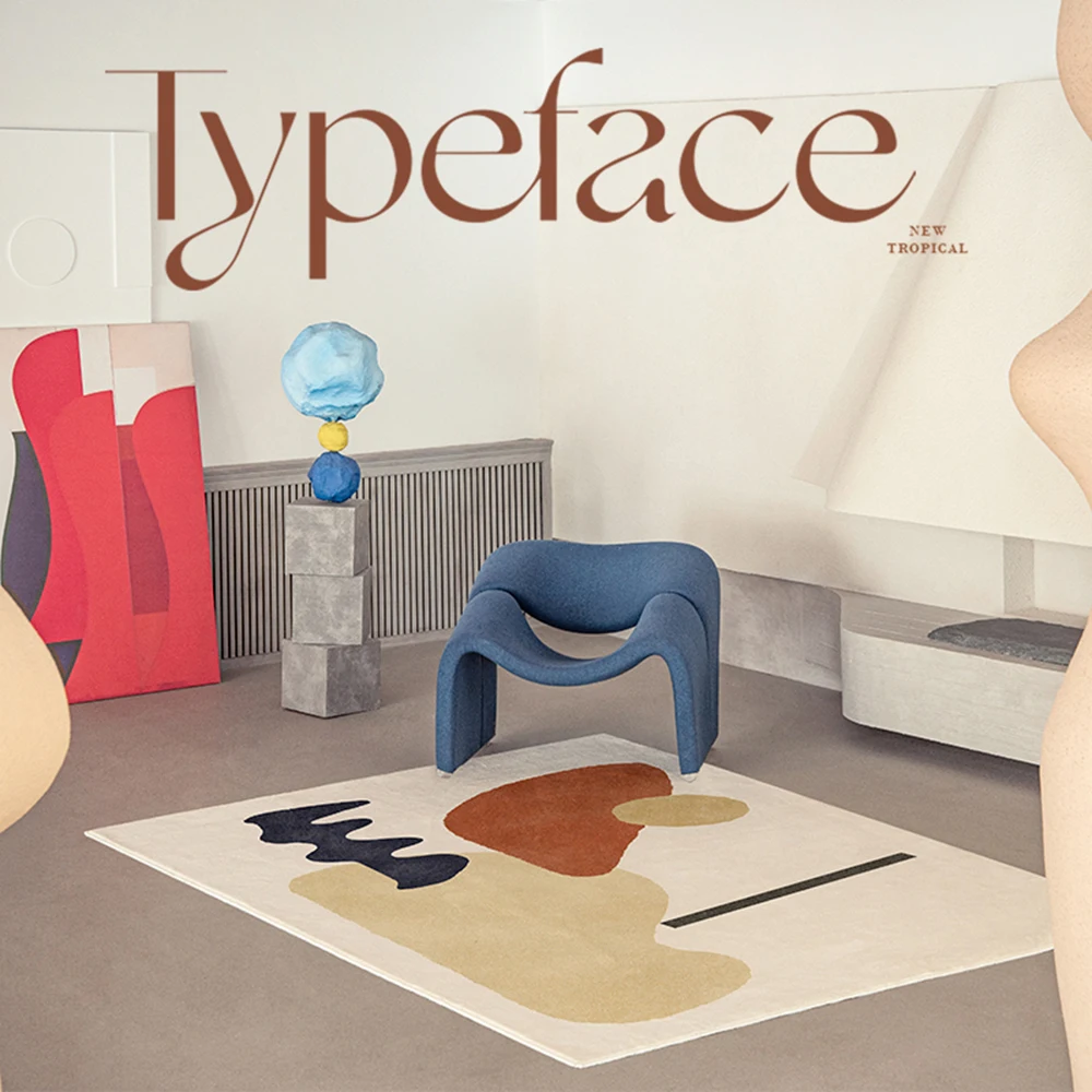 

wangart Modern abstract carpet living room Nordic simple light luxury Plush bedroom household tea table mat Doormat