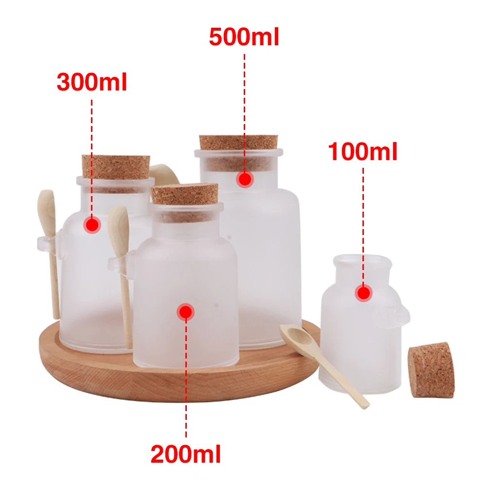 

Контейнер для Соль для ванной бутылка, пластиковый, матовый, с пробковой ложкой