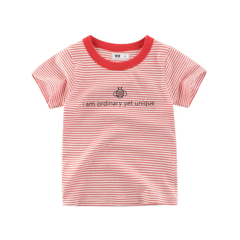 Boy Summer Short Sleeve T-Shirts Girl Casual Striped Tee Shirt Toddler Crew Neck Top Kids Wear Fashion Children Clothing