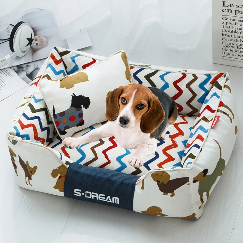 

Dog's Kennel cat's Kennel removable and washable in winter golden Teddy large dog cushion Four Seasons General creative pet kenn