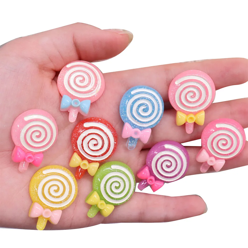 

1-9PCS Resin Buckle Clog Kawaii Colorful Lollipop Bow Sandals Shoes Decoration Hole Slipper Accessories Ornaments for Bands