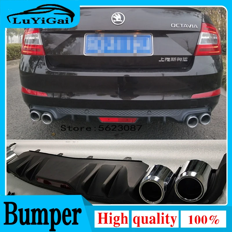 

For Skoda Octavia 2014-2018 high quality ABS black rear bumper lip trunk spoiler rear diffuser protector car styling