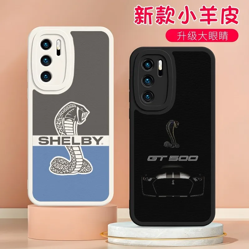 

Brand Car Ford Shelby Phone Case FOR Oppo A52 A55 A57 A92 A93 A93S A96 REN O5 06 07 08 PRO SE Plus K10 FIND X3 X5 A97 Lambskin