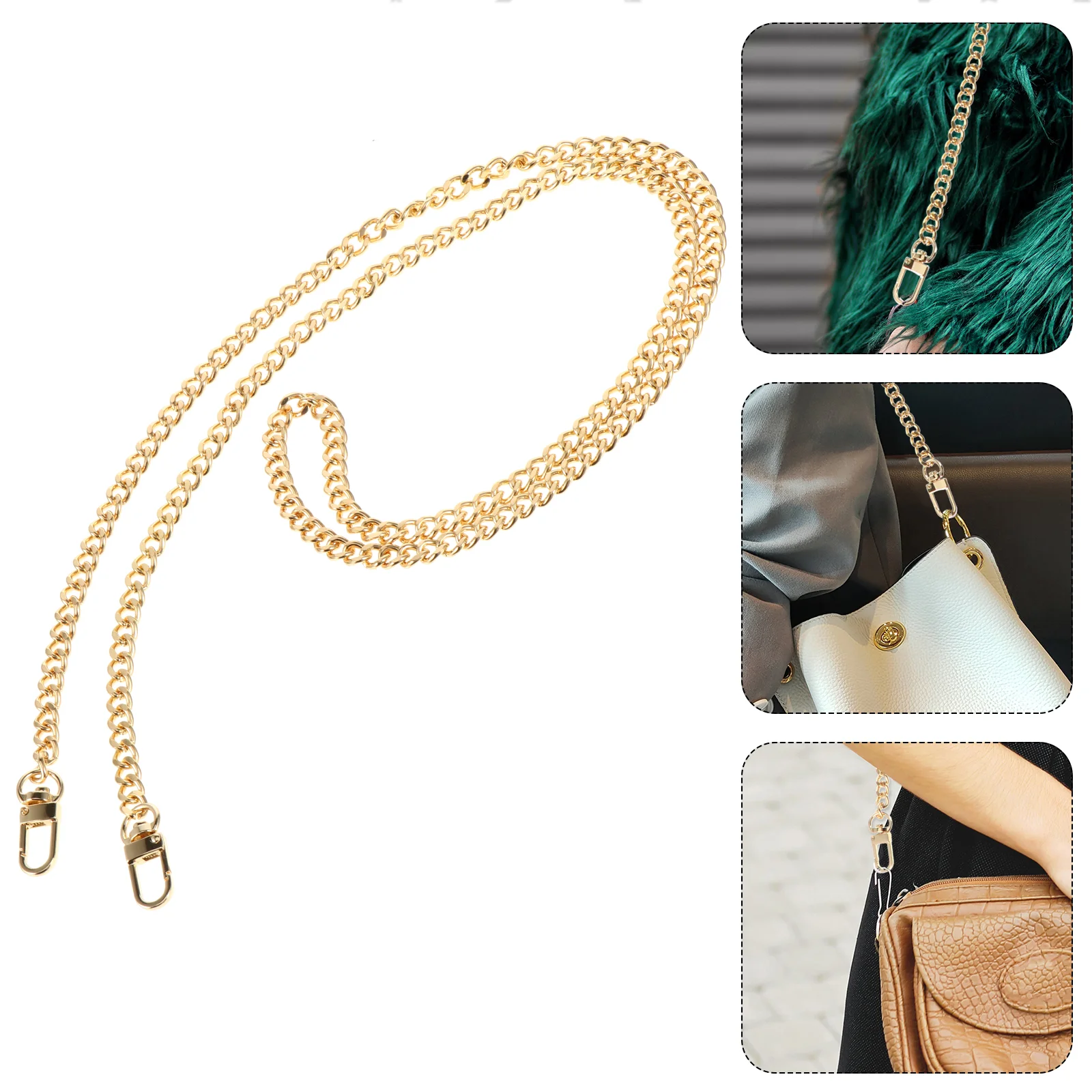 

Metal Clad Chain Crossbody Small Bag Shoulder Straps Handbag Chains Accessories Alloy Purse Miss