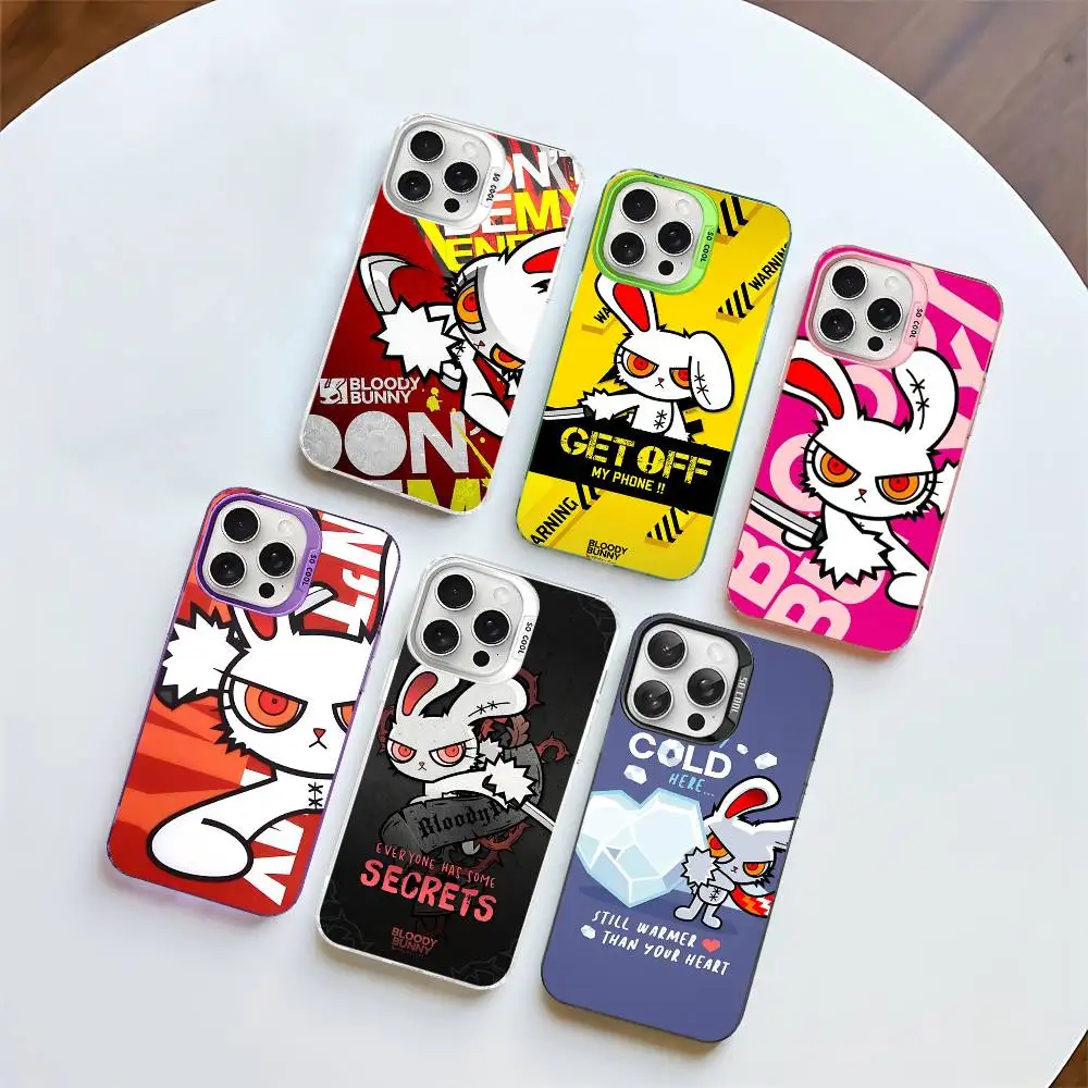 Фото Чехол для телефона Anime B-Bloody Bunny для iPhone 17 16 15 14 11 12 13 Pro Max Plus Pro, цветной, серебристый №5