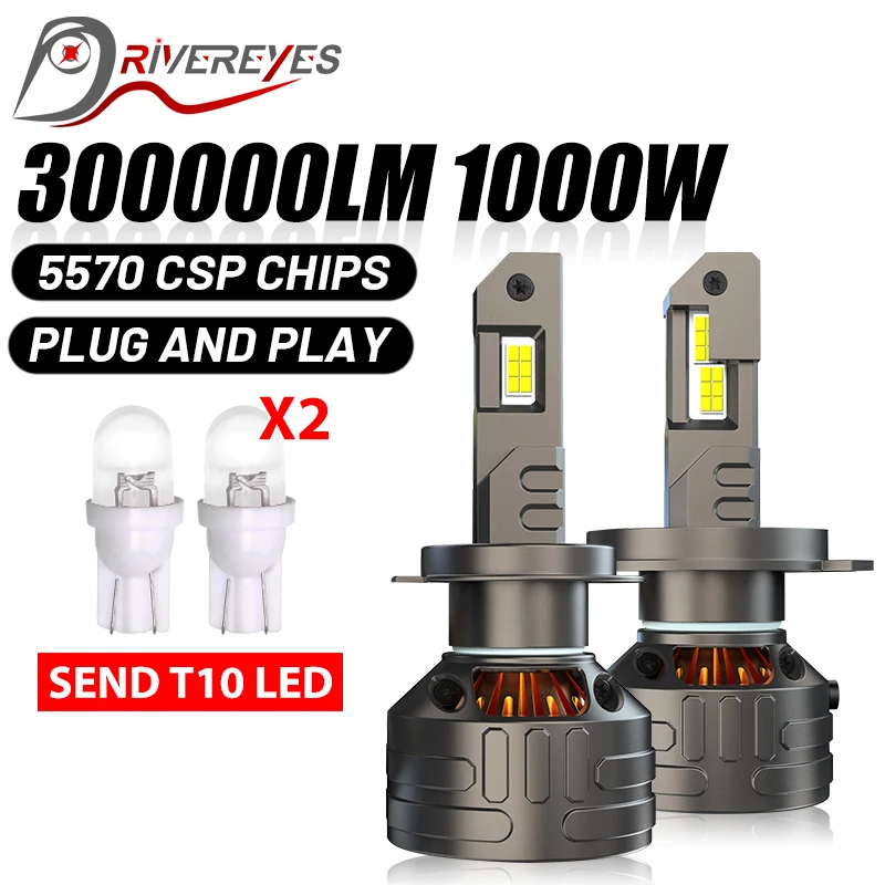 

1000W 300000LM Canbus H4 H7 H11 K5C LED H8 H1 9005 9006 HB3 HB4 9012 HIR2 H16 H9 4300K 6000K 2PCS LED Headlamp Auto Fog Lamp 12V