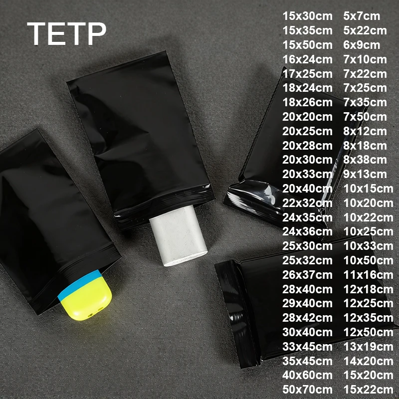 Фото Черный матовый герметичный пластиковый пакет с застежкой-зиппером TETP для пищевых продуктов, ювелирных изделий, аксессуаров, подарков, светонепроницаемый, пыленепроницаемый, многоразовый, с возможностью повторного закрытия. №1