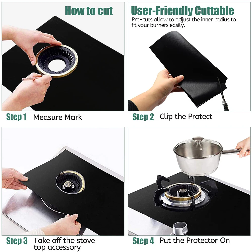 

1 Set Gas Stove Pad Gas Stove Protective Cover 5 Hole Kitchen Cleaning Anti-dirty Non-stick Reusable Stovetop Protector Pad