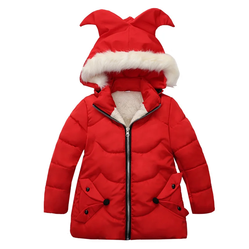 

3-6Yrs children cotton toddler girls thicken velvet cute warm parka autumn winter clothes fashion hooded baby snow faux fur coat