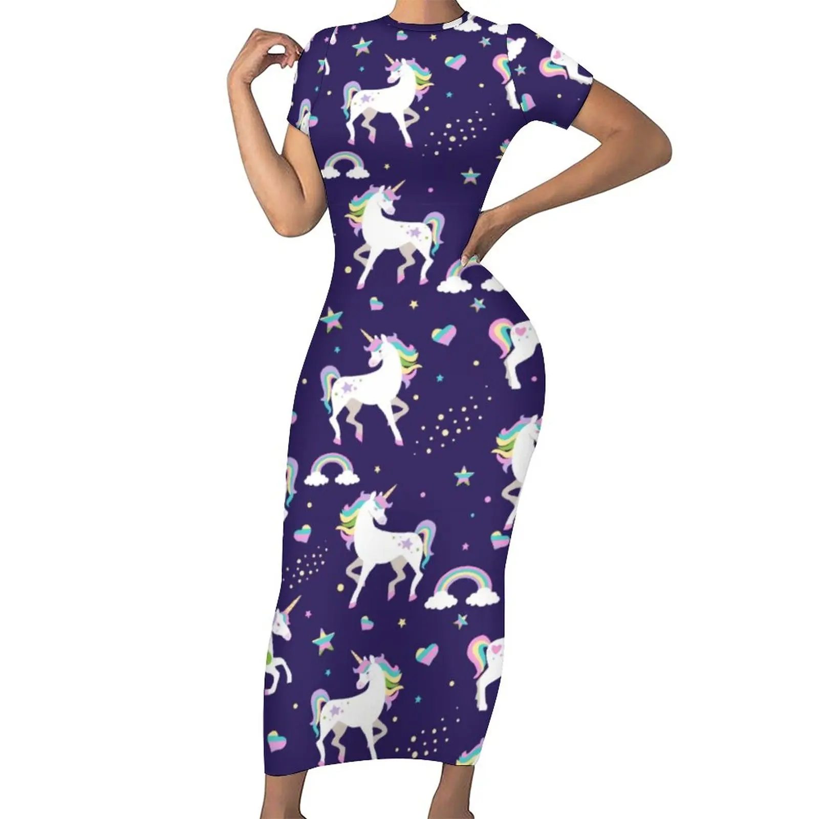 

Женское облегающее платье-макси с коротким рукавом, размеры до 5XL