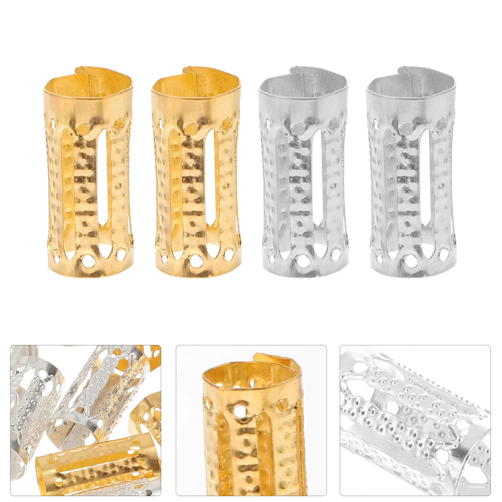 

200pcs Dreadlocks Rings Iron Hair Tube Creative Hair Cuffs Hair Accessories