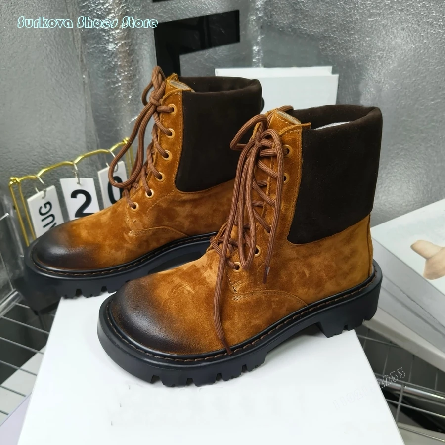 Женские винтажные Ботинки Челси Surkova с круглым носком роскошные боевые ботинки
