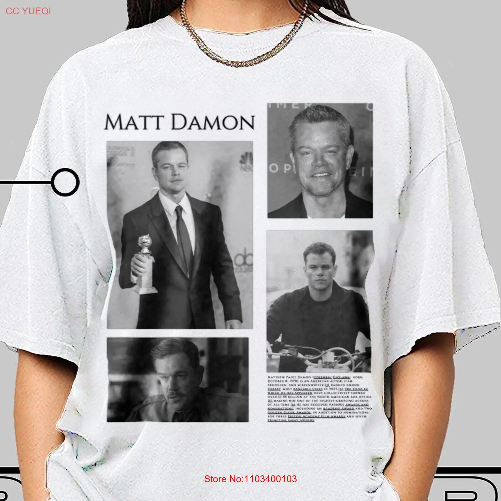 Винтажная футболка Matt Damon подарок ко Дню матери для женщин и мужчин