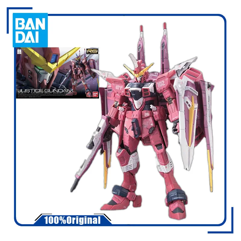 

Bandai Original GUNDAM RG ZGMF-X09A JUSTICE GUNDAM 1/144 Anime Action Figure Assembly Model Toys Collectible Gifts For Children