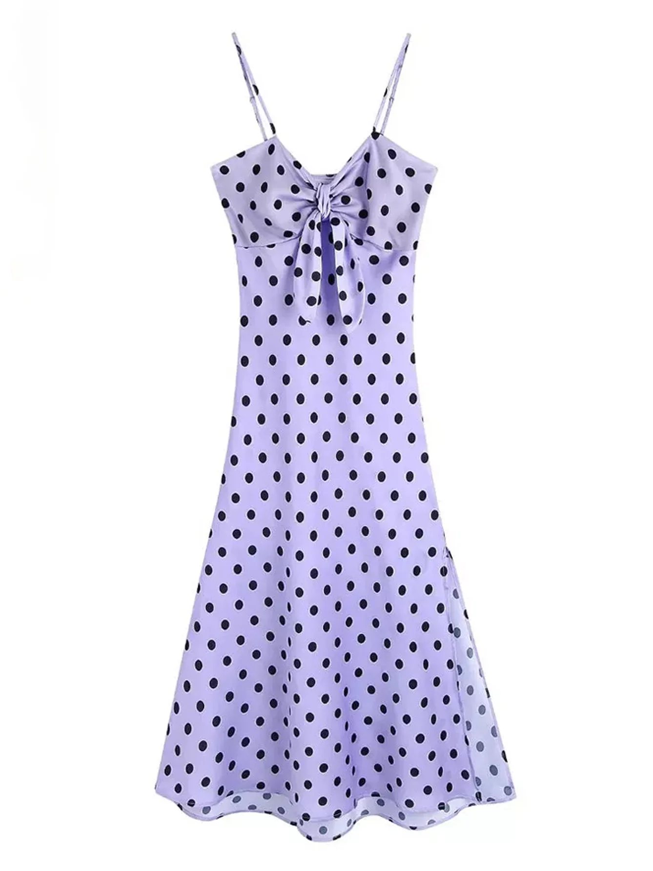 

Trendeez Loose Printed Polka-Dot Sling A-Line Midi Dress