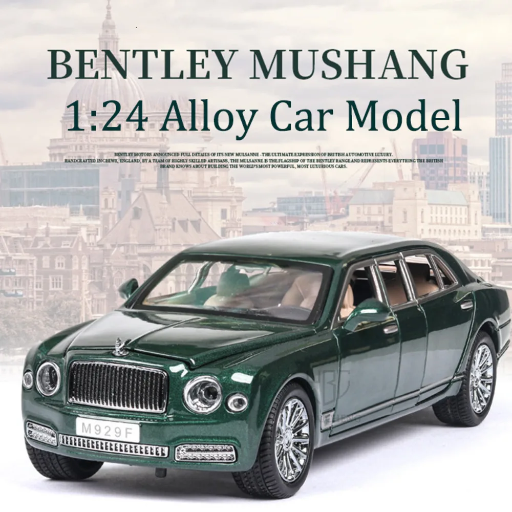 

1/24 Mushang Alloy Diecast Car Model Toy Extended Version Metal Vehicle With Pull Back 6 Doors Opened Light Sound Children Toys