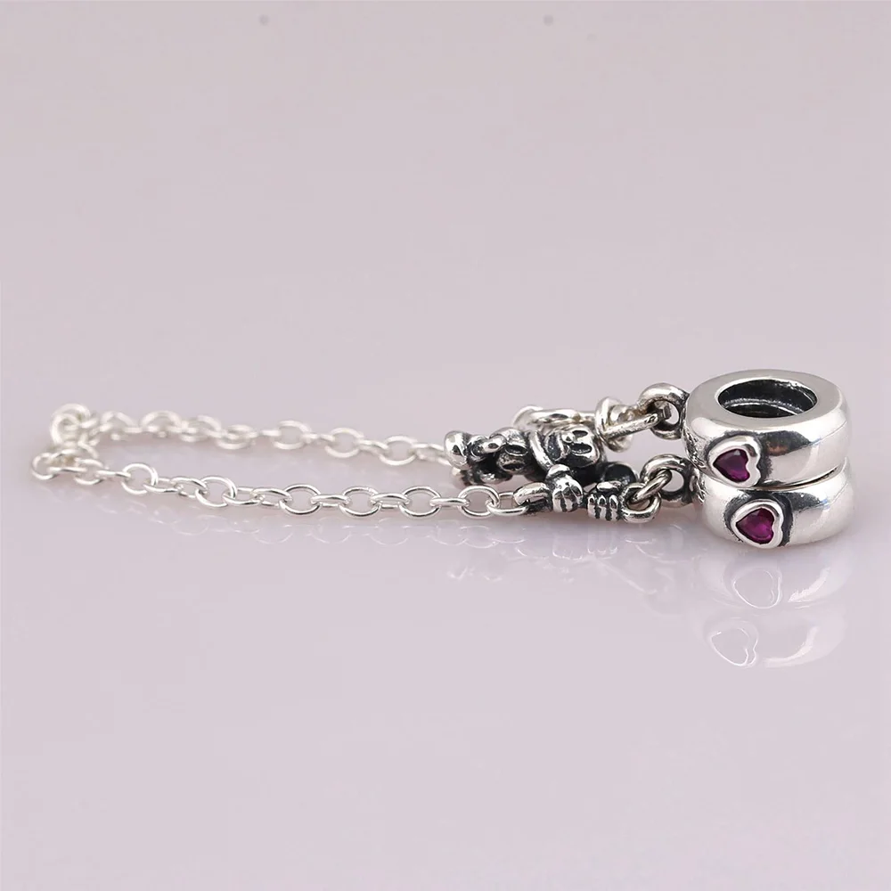 Аутентичный 925-й стерлинговый серебряный бусинный механизм Disn для крепления цепочки безопасности, подходящий для модных женских браслетов и браслетов, подарок, украшение, изготовленное своими руками.