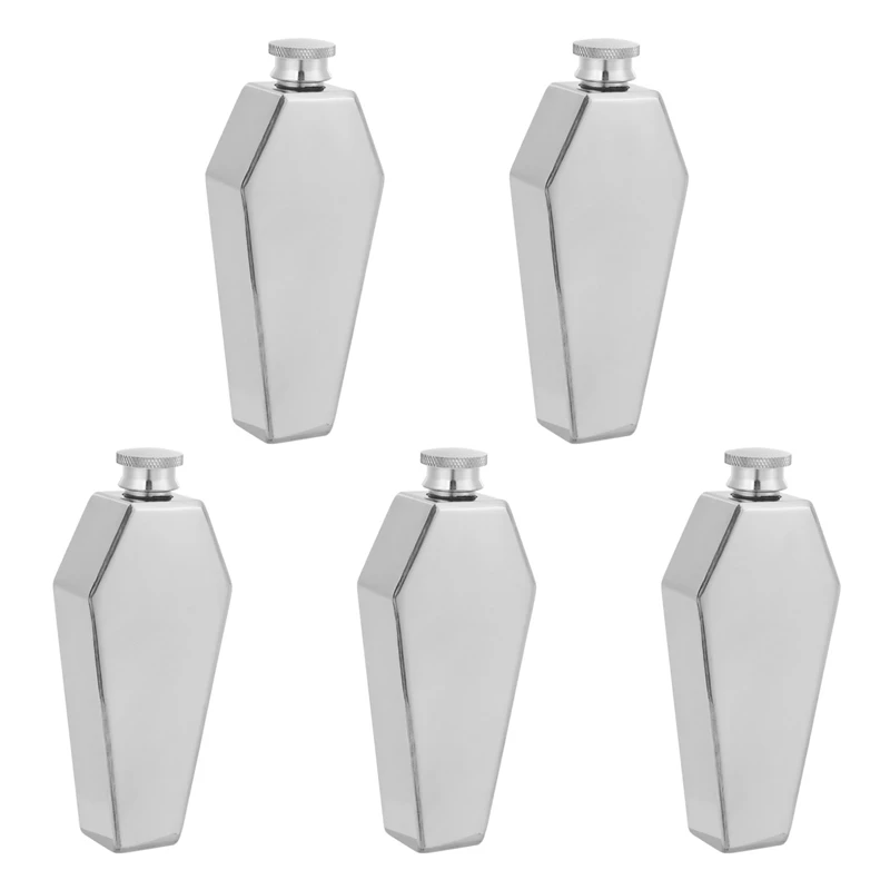 

5X Mini Hip Flask 100ML Personalized Coffin Shape Stainless Steel Flagon Travel Wine Pot Bar Supplies Men's Gift
