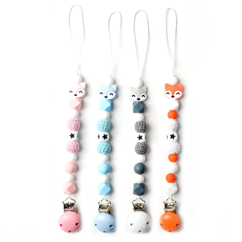 

Baby Pacifier Clip Nursing Soother Holder Silicone Beads Teether Chain Clip DIY Dummy Nipple Holder Leash Strap Shower Gifts