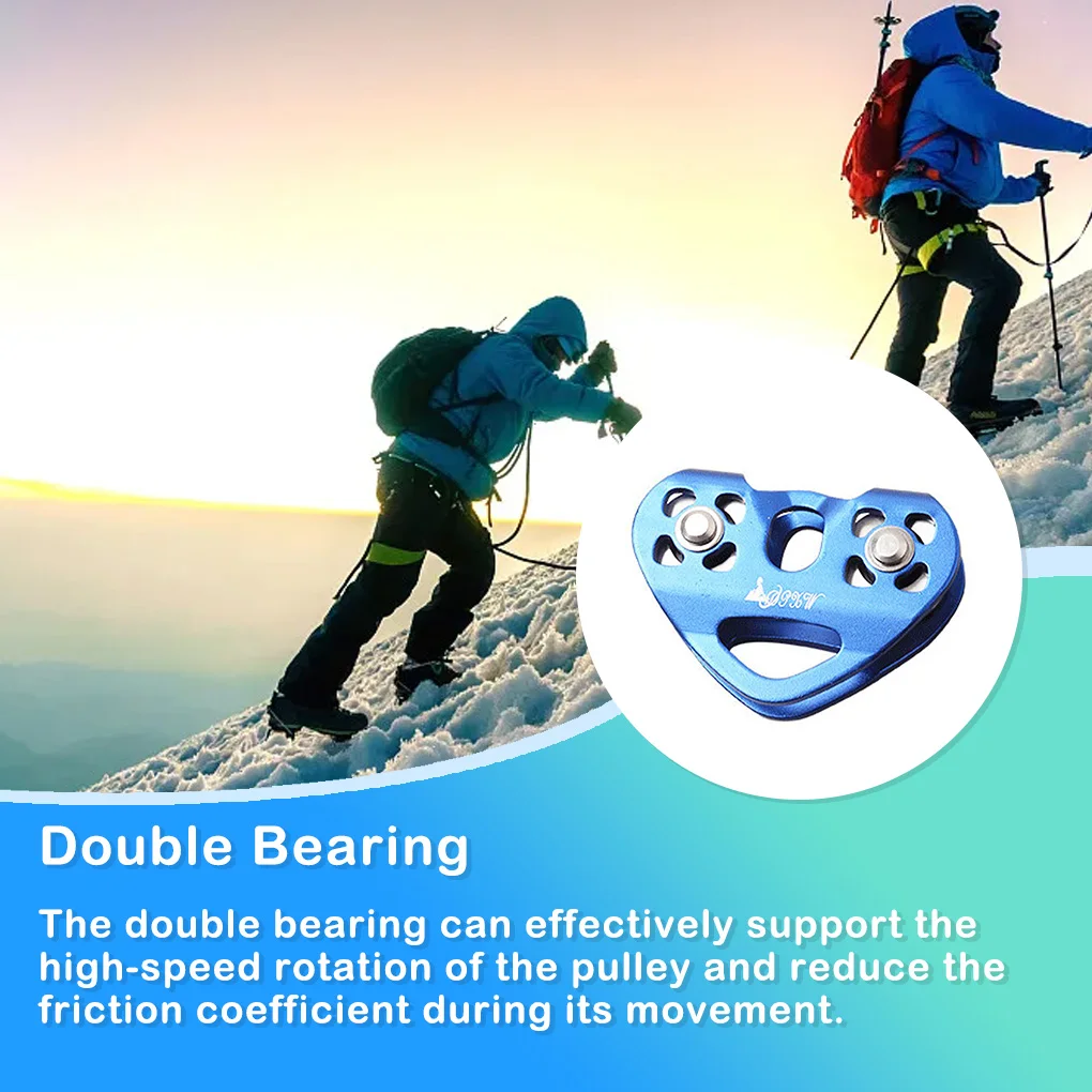 

25KN Dual Pulley Outdoor Climbing Rappelling Downhill Pulleys Side Swing
