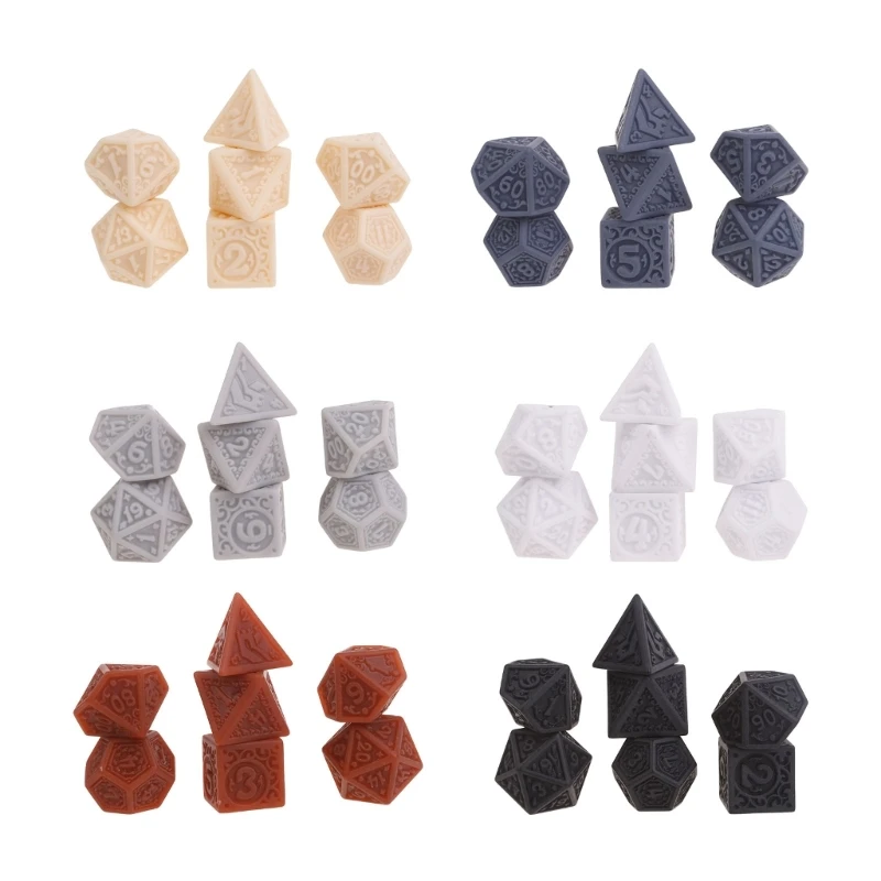 

7Pcs Acrylic Multi-Sided Dices Different Size Digital Number Dices For Kid Adult