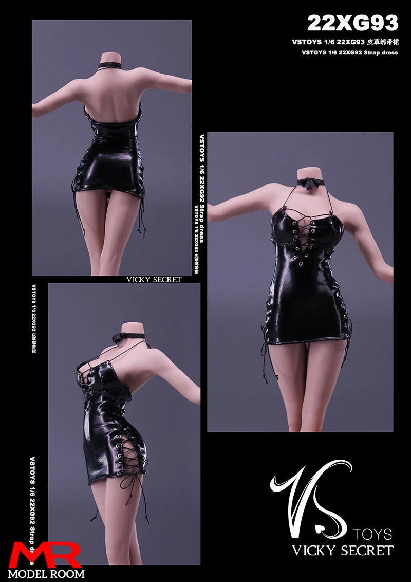 Фото VSTOYS 22XG93 1/6 женские черные кожаные колготки юбка платье одежда модель подходит для 12 дюймов TBL S12D солдат экшн-фигурки Куклы №3