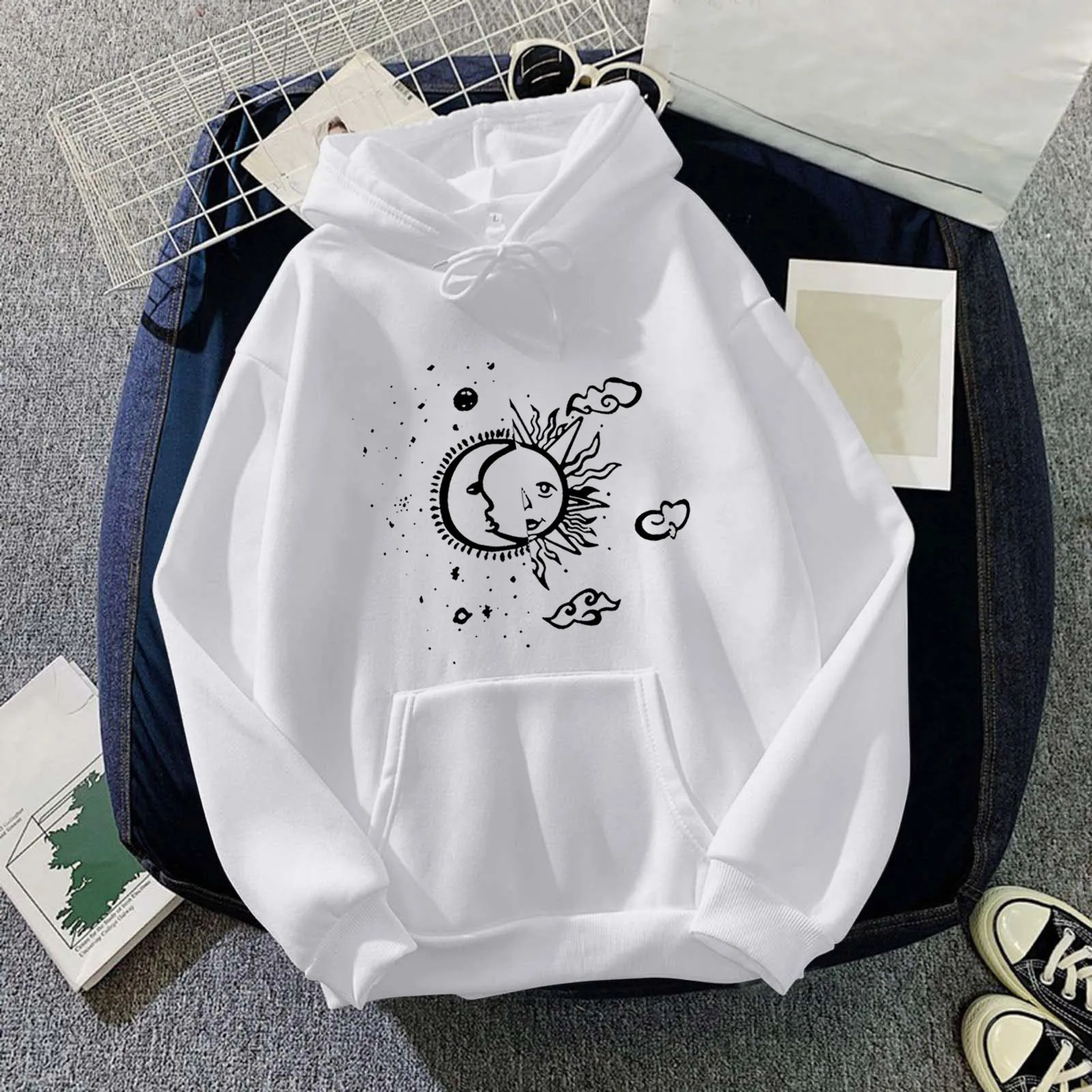 

Pullover for Women Casual Hoodies Drawstring Hooded Pocket Round Neck Long Sleeve Sweatshirts Cropped Athletic Zip up