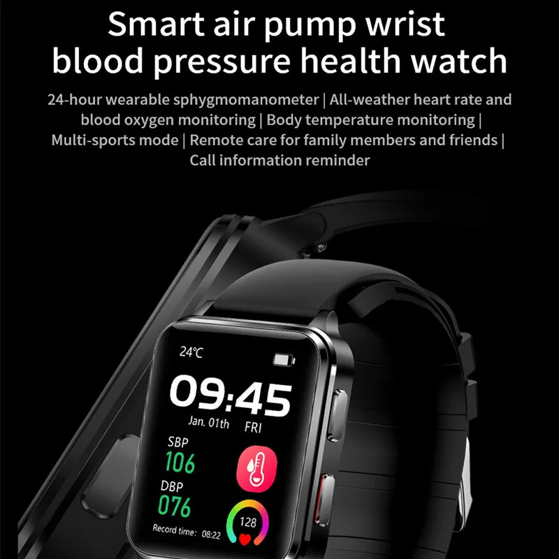 Premium S6 Smart Watch Body Temperature Air Pump Bag Type True Blood Pressure Test Oxygen Heart Rate Smartwatch For Men Women