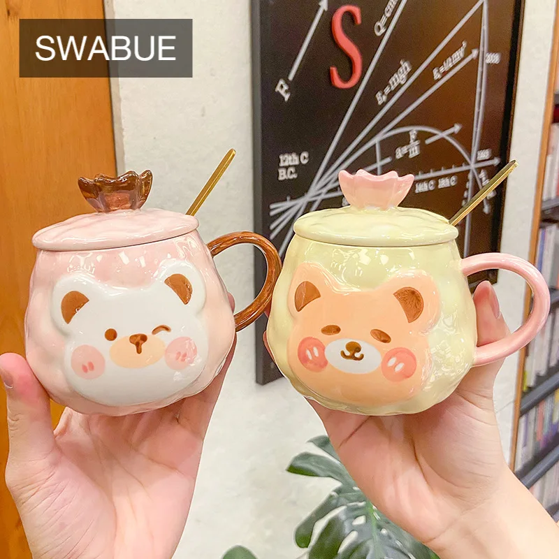

Coffee Mug Ceramic Cup Cute Bear Cartoon Creative Animal Tea Milk Espresso Handmade Drinkware Tools for Girls Gift Household