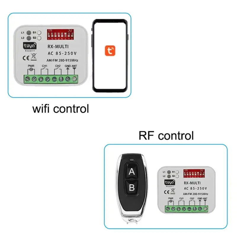 Фото [LXYA68Z!] Универсальный Wi-Fi приемник для гаражных ворот Tuya RX-Multi 280-915 МГц, 85-250 В переменного тока, для Smart Life №2