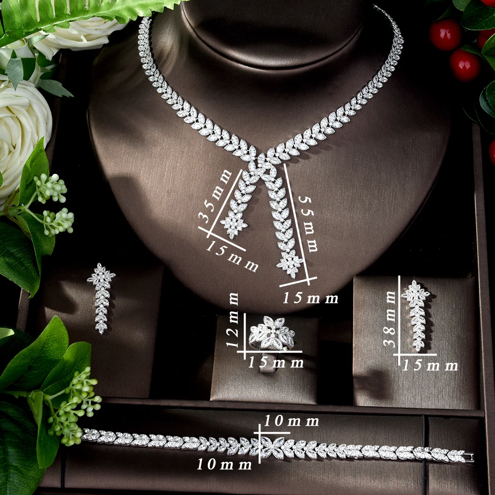Модный свадебный комплект украшений в виде листьев, свадебные аксессуары, блестящий кубический знак, женское свадебное украшение
