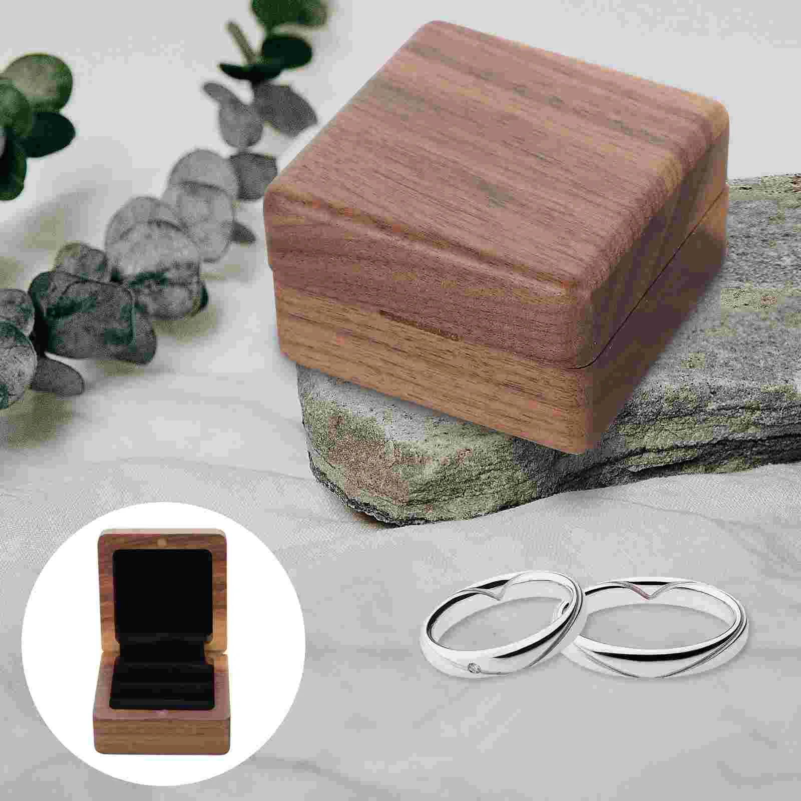 

Деревянный чехол для свадебного помолвки с двумя отделениями для хранения ювелирных изделий