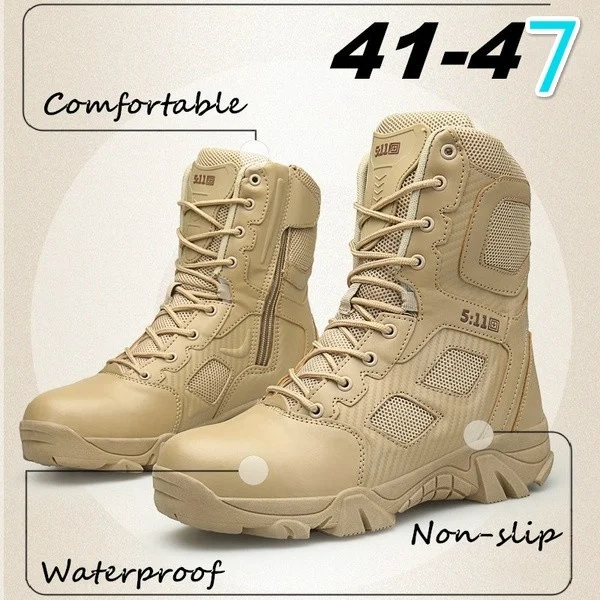 2019 Military Tactical Boots Leather Desert Outdoor Combat Army Hiking Shoes Travel Botas Male Trekking39-47 | Обувь