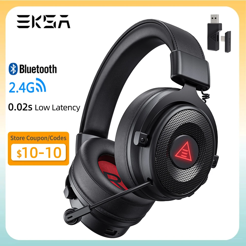 

EKSA E900 BT Wireless Bluetooth Headphones 20ms Low Latency 7.1 Surround Sound Gaming Headset Gamer with Mic For PC/PS4/PS5/Xbox