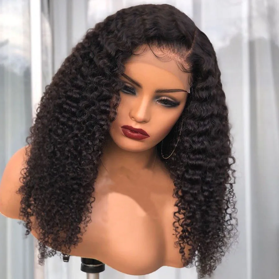 

180Density 26 Inch Long Soft Kinky Curly black Lace Front Wig for Women BabyHair Glueless Preplucked Synthetic Daily Cosplay