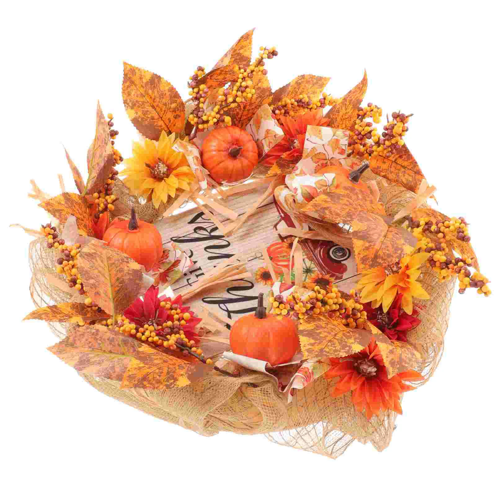 

Halloween Decorations Wreath Fall Rattan Circle Pumpkin Party Plastic Hanging Door