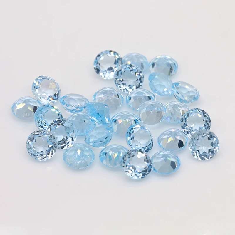 

High Quality Natural Shy Blue Topaz Naked Inlay For Watch Pendant Ring Suppier