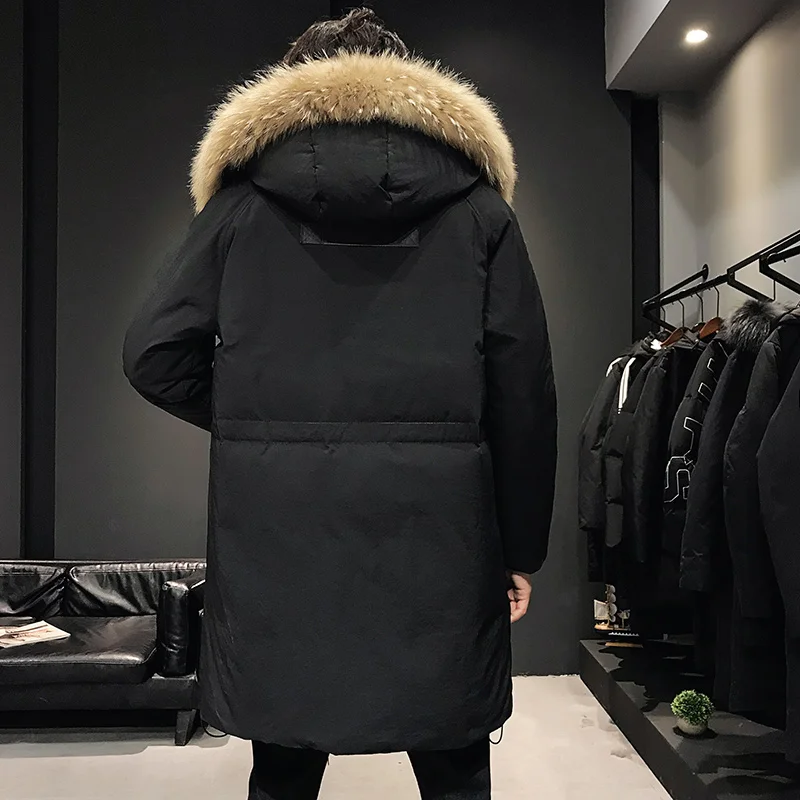 Mens Warm Jacket Winter Parka Fur Collar Windbreaker Down Coat Thick Black Coat Male Casual Autumn Warm Windpoof  Jackets Mens