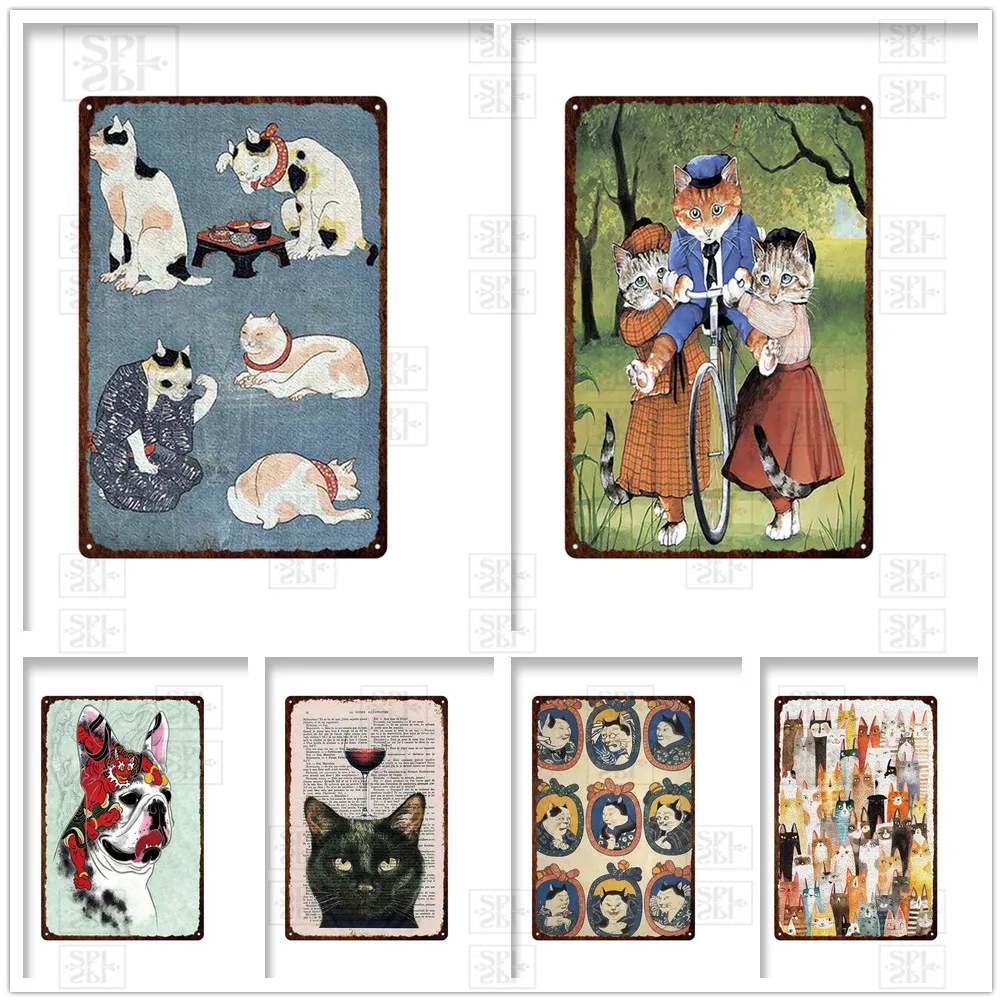 

Vintage Animals Metal Posters Cat Dog Metal Tin Sign Cute Kids Room Decor Metal Wall Decor Plate Pub Bar Club Sign Metal Plaques