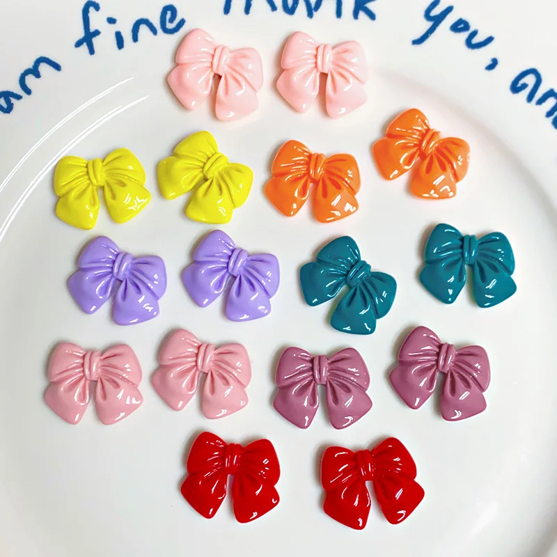 WFFNNKC 20 шт. Красочный глянцевый бант с плоской спинкой из смолы детские заколки для