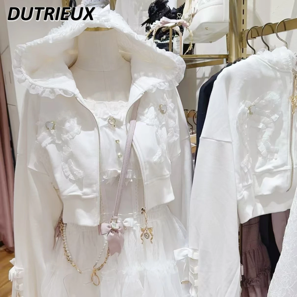 Женская толстовка со стразами и бантом