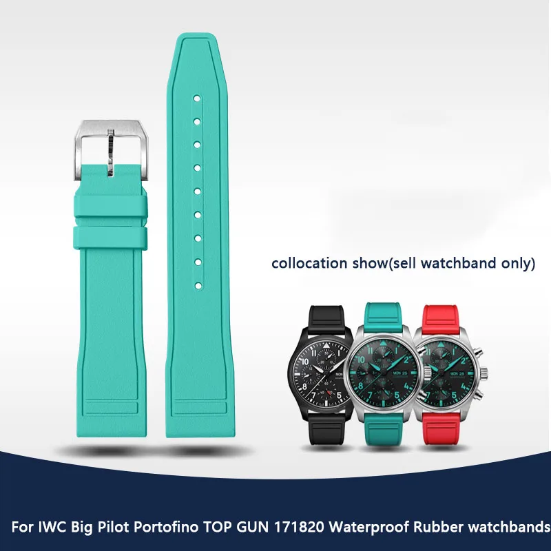 Фото Фторкаучуковый ремешок для часов FKM для часов I-WC Big Pilot Portofino TOP GUN Portugieser 20 мм 21 мм 22 мм резиновые ремешки бесплатная доставка №4