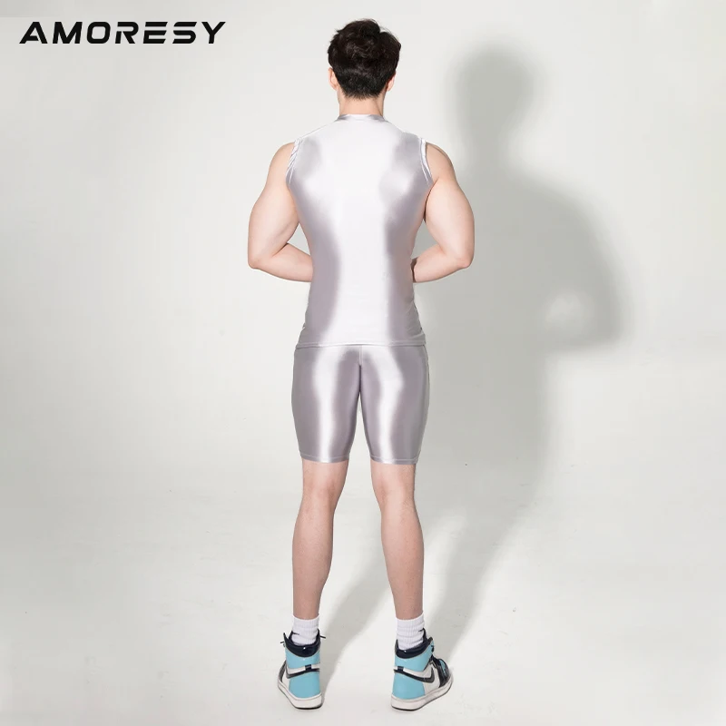 Фото Мужские спортивные шорты Amoresy Poseidon series, Эластичные Обтягивающие пластиковые дышащие шорты со средней талией №5