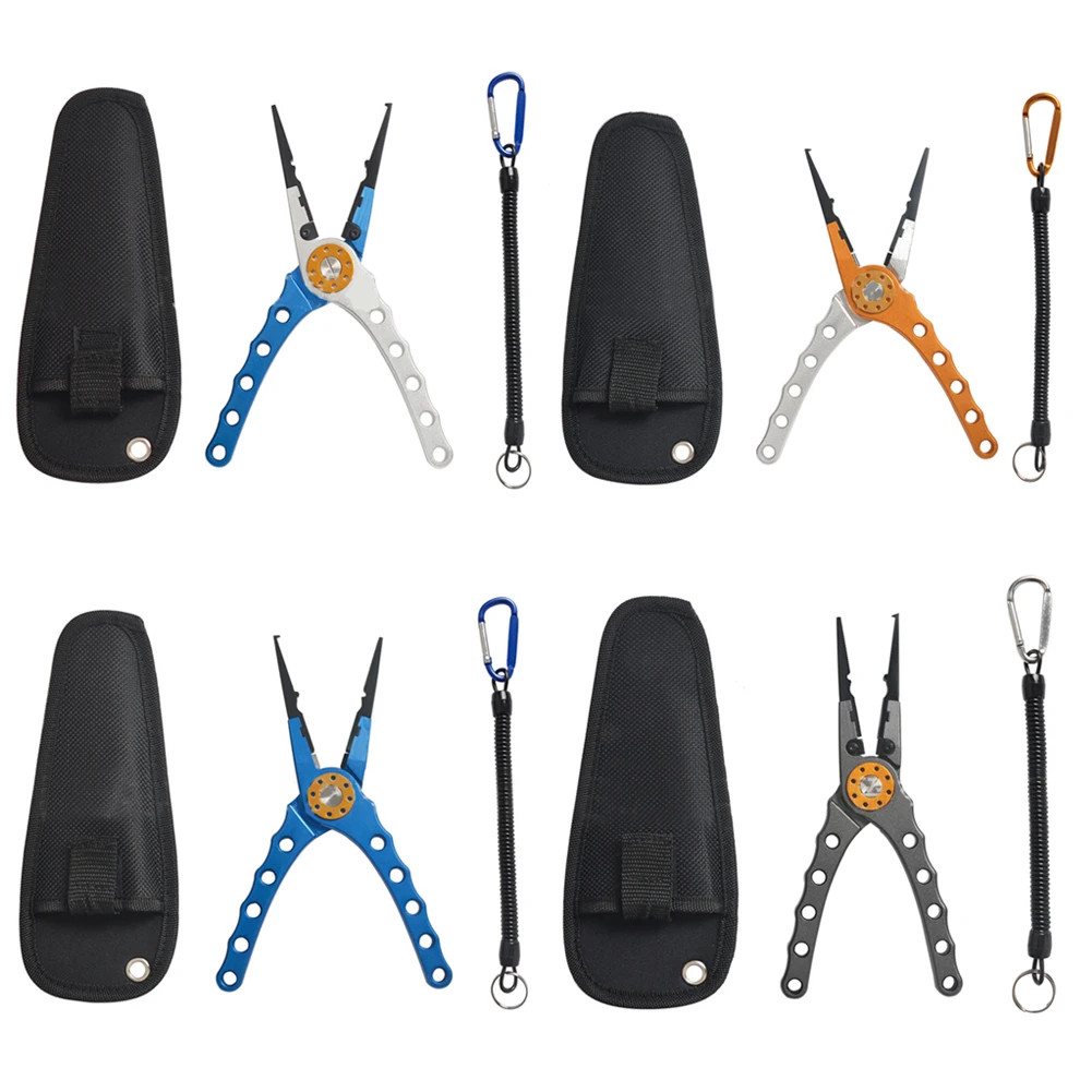 

Metal Fishing Plier Line Cutters Hook Remover with Lanyard Storage Bag Spring-loaded Handle Fishing Tools Equipment