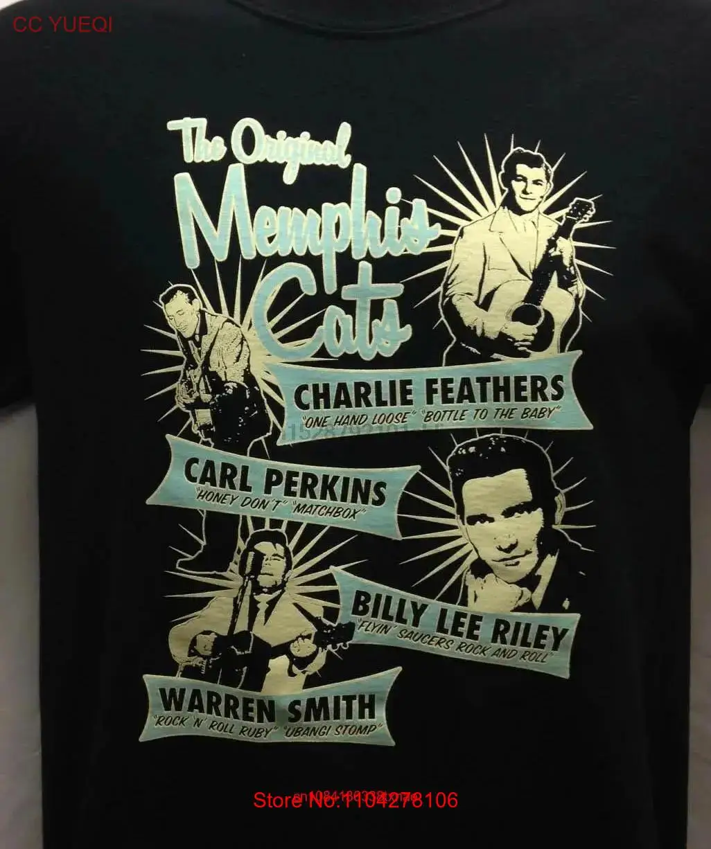 Фото Футболка Charlie Feathers Carl Perkins Billy Lee Riley Warren Smith, черная, Q785, с длинными или короткими рукавами №1
